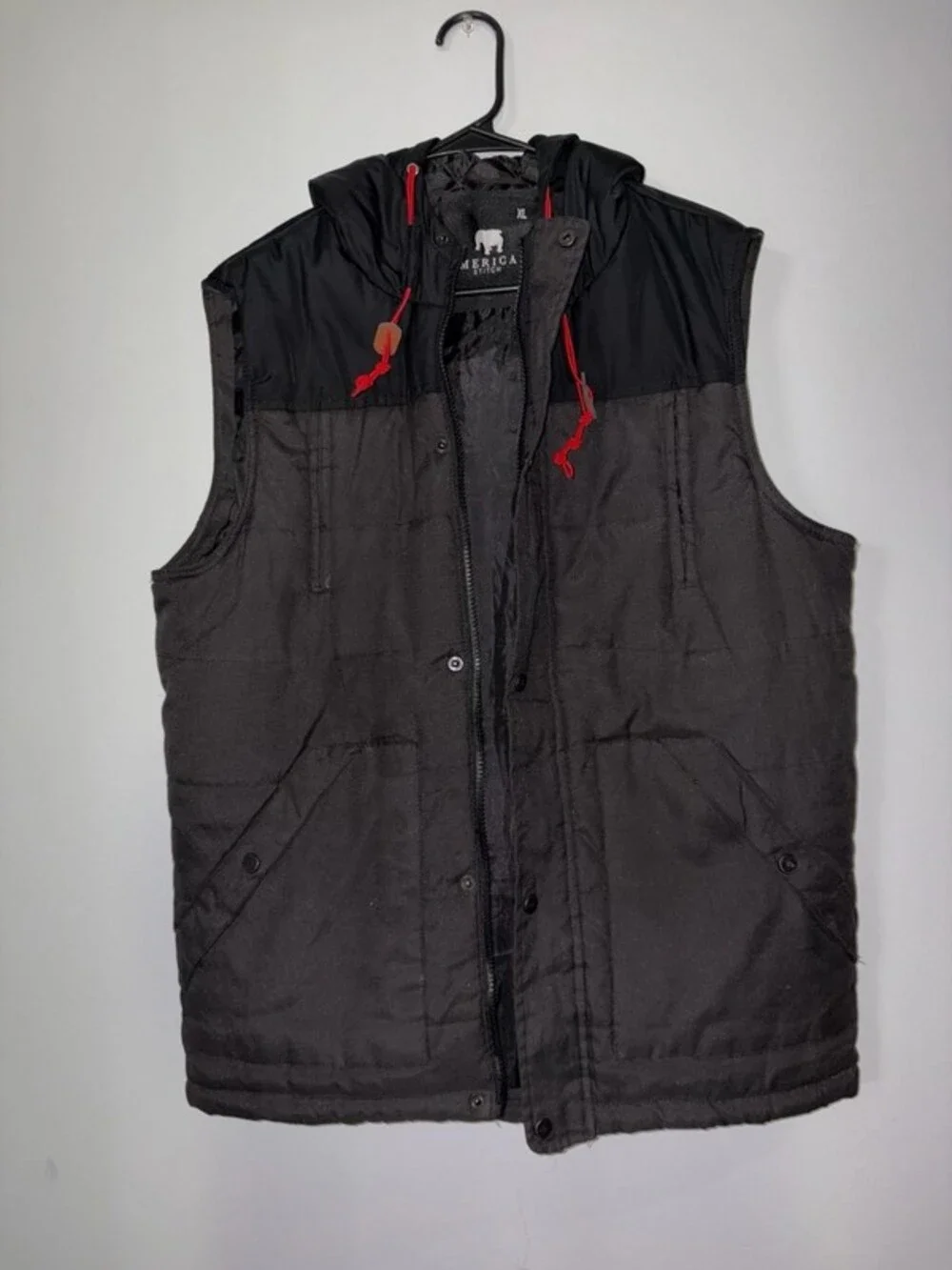 American Stitch Men's Hooded Puffer Vest Black Size XL